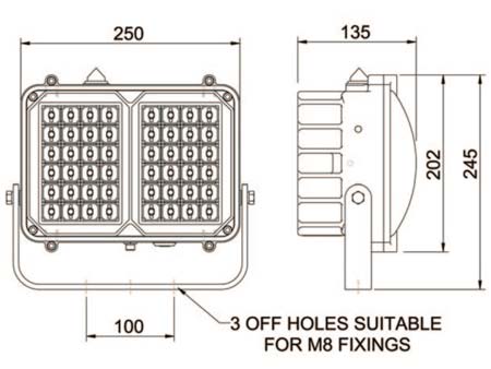 Hadar HDL106 Floodlight Dimensions