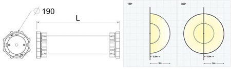 Wolf LL500 LinkEx Portable Fluorescent Leadlamp Dimensions