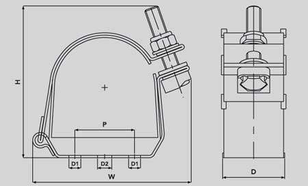 Ellis Patents ES44-52 Emperor Single Stainless Steel Cable Cleat - Dimensions Illustration