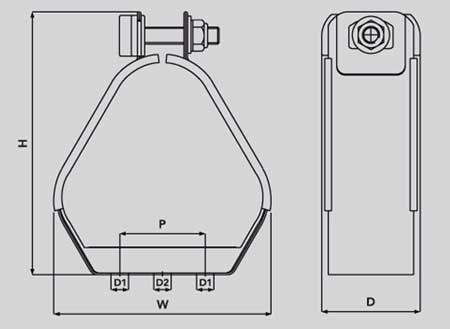 Ellis Patents VRT+02 Vulcan Cable Cleat - Dimension Illustration